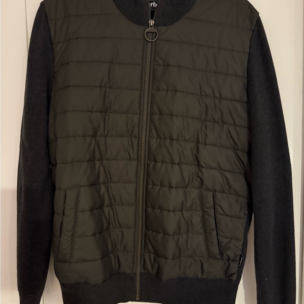 Barbour Dark Grey and Black/Grey Bomber Sweater Jacket